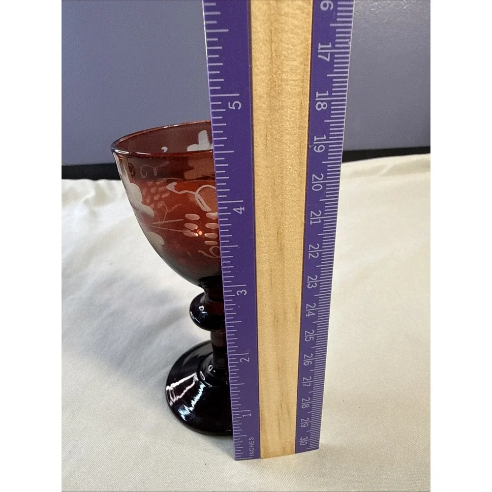 Vintage Bohemian Ruby Red Cut to Clear Cordial Glass / Aperitif Goblet